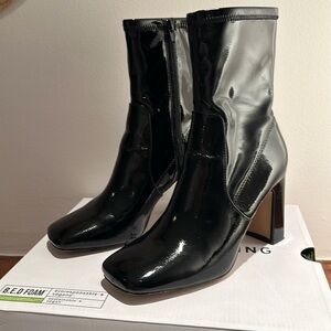 Vegan Patent Leather Ankle Boots *like new*